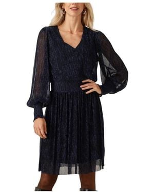 Minus Kleedjes ,Blauw ,Polyester Mavena Korte Jurk - Zwart