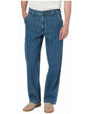 Paul Smith Gestreifte Gewaschene Denim-Arbeiterhose - Blau
