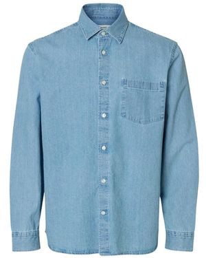 SELECTED Overhemden ,Blauw ,Katoen Overhemden