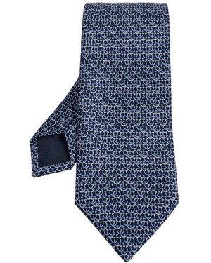 Ferragamo Gancini Cirkel Print Zijden Stropdas - Blauw