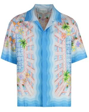 CASABLANCA Seidenhemd Mit Le Plongeon-Druck - Blau