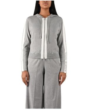 Elisabetta Franchi Hoodies & Sweatvesten ,Grijs ,Gebreide Hoodie Met Logo