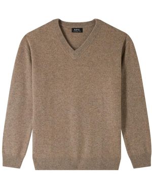 A.P.C. V-Neck Knitwear - Brown