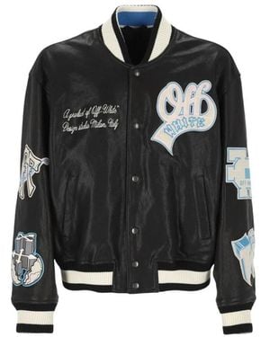 Off-White c/o Virgil Abloh Jassen ,Zwart ,Leer Leren Jas Off-