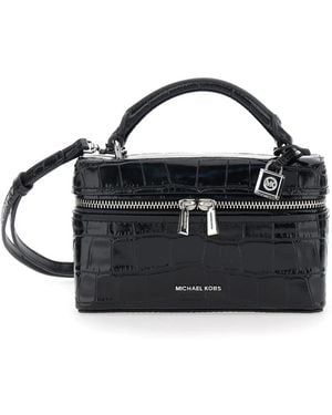 Michael Kors Schwarze Kroko-Effekt Vanity Tasche Frau
