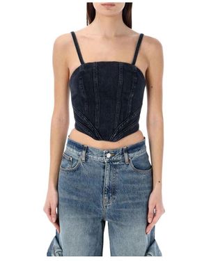 Amiri Ärmelloses Denim-Korsett-Top - Blau