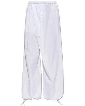 Marni Broeken ,Wit ,Katoen Poplin Broek Met Trekkoord