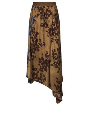Uma Wang Glue Midi-Rok Met Bloemenprint En Asymmetrische Zoom - Bruin