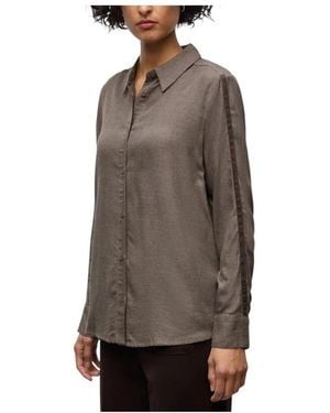 Street One Overhemden ,Bruin ,Viscose Blouse Met Klassiek Design