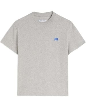 Jil Sander Tops ,Grijs ,Katoen T-Shirt Van Katoen Met Ronde Hals
