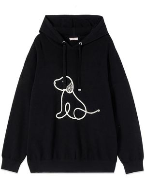 Oltre Hoodies & Sweatvesten ,Zwart ,Katoen Hooded Sweater Met Kristalborduurwerk - Blauw