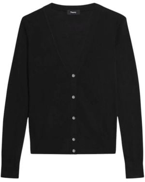 Theory V-Hals Cardigan Van Regal Wool - Zwart
