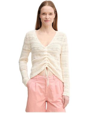 Ouí V-Ausschnitt Häkelpullover - Pink