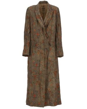 Uma Wang Cappotto verde floreale a doppio petto - Neutro