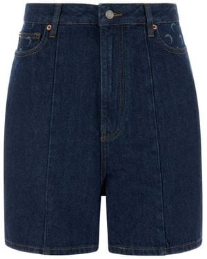 Marine Serre Denim Shorts - Blue