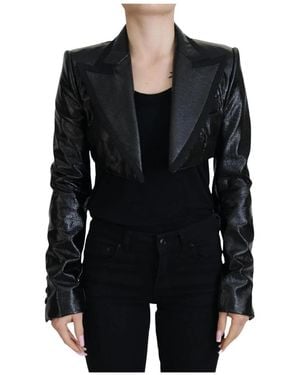 Dolce & Gabbana Lackleder Cropped Jacket - Schwarz