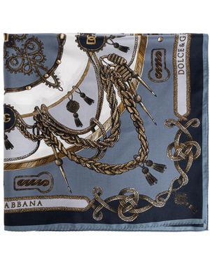 Dolce & Gabbana Accessoires ,Blauw ,Zijden Sjaal