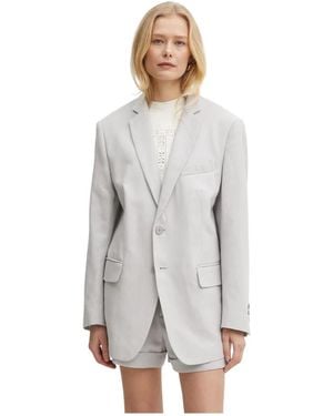 Twinset Blazer Aus Baumwoll-Leinen-Twill Im Schneiderstil - Grau