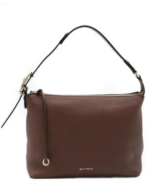 Etro Umhängetasche Aus Genarbtem Leder - Braun