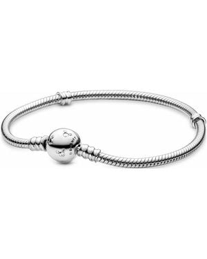 PANDORA Klassisches Schlangenketten-Armband Mit Mickey Maus-Verschluss - Mettallic