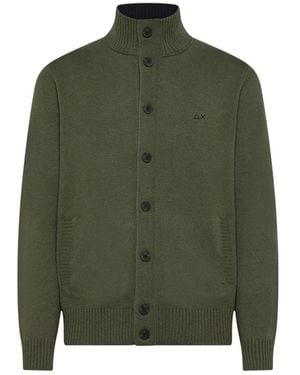 Sun 68 Cardigan Buttons Warm Wool - Grün