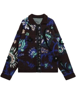 Sacai Floral Jacquard Knit Blouson - Blauw