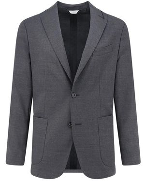 Boglioli Kostuums ,Grijs ,Wol Single-Breasted Blazer - Blauw