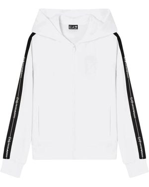 EA7 Hoodies & Sweatvesten ,Wit ,Katoen Logo Series Hooded Sweatshirt