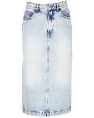 DIESEL Denim Midi-Rock Mit Reißverschlusstaschen - Blau