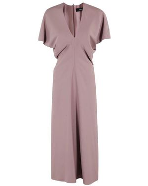 FEDERICA TOSI Rosa V-Ausschnitt Kurzarm Kleid - Lila