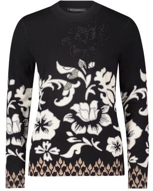 Betty Barclay Blumiger Feinstrickpullover - Schwarz