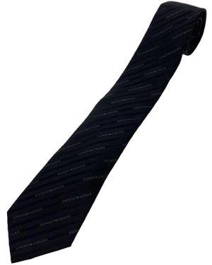 Emporio Armani Accessoires ,Zwart ,Pure Zijden Stropdas Met Jacquard Logo All-Over - Blauw