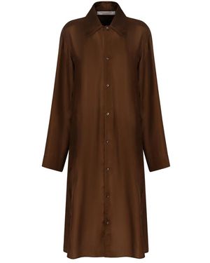 Philosophy Di Lorenzo Serafini Kleedjes ,Bruin ,Zijden Shirt Stijl Jas