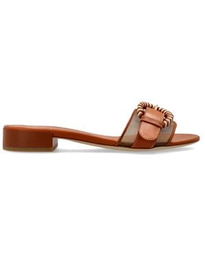 Rodo Schoenen ,Bruin ,Leer Sandalen Met Gespsluiting