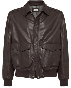 Brunello Cucinelli Leather Jackets - Grey