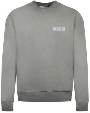 MSGM Hoodies & Sweatvesten ,Grijs ,Katoen Grijze Sweatshirt Verhoog Stijl Trendy