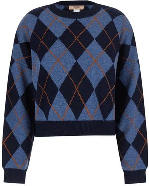 Twinset Diamond Jacquard Sweater - Blauw
