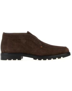Santoni Wildleder Mokassin Chukka Stiefel Mit Profilsohle - Braun