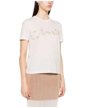 Fendi Paillettenbesetztes Logo-T-Shirt - Weiß