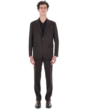 Tagliatore Kostuums ,Bruin ,Wol New York Over Fit Kostuum - Zwart