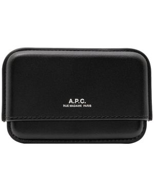 A.P.C. Accessoires ,Zwart ,Leren Portemonnee & Pasjeshouder Zwart