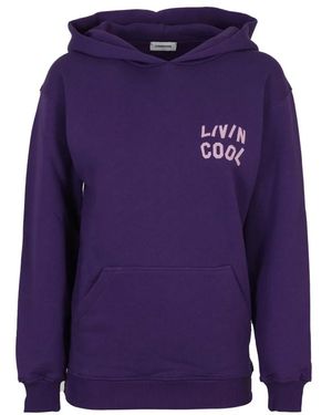 LIVINCOOL Hoodies & Sweatvesten ,Paars ,Katoen Artistieke Cappuccio Hoodie - Blauw