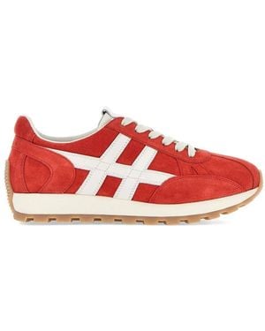 Hogan Rote Wildleder-Sneakers Mit H-Detail