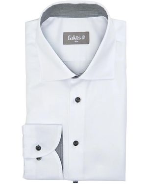 fakts Modern Fit Busy Hemd Weiß - Blau