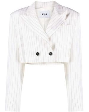 MSGM Jassen ,Wit ,Wol Pinstripe Cropped Blazer