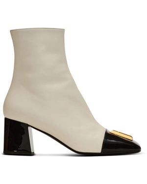 Balmain Edna Knöchelstiefel Aus Zweifarbigem Leder - Weiß