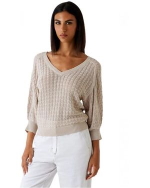 Guess Truien & Vesten ,Gebreide Trui Met V-Hals - Bruin