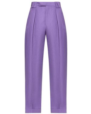 Versace Broeken ,Paars ,Wol Geplooide Pantalon