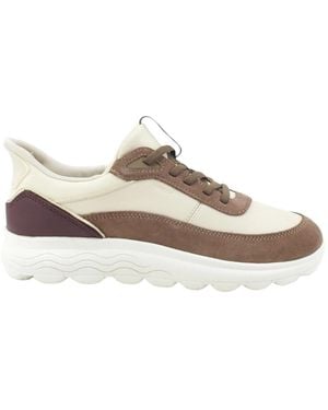 Geox Schoenen ,Leer Spherica Plus Slip-In Sneaker - Bruin