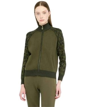 Liu Jo Hoodies & Sweatvesten ,Groen ,Ecs Maglia Zippata M